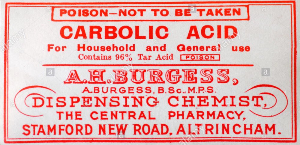 Carbolic acid bottle label