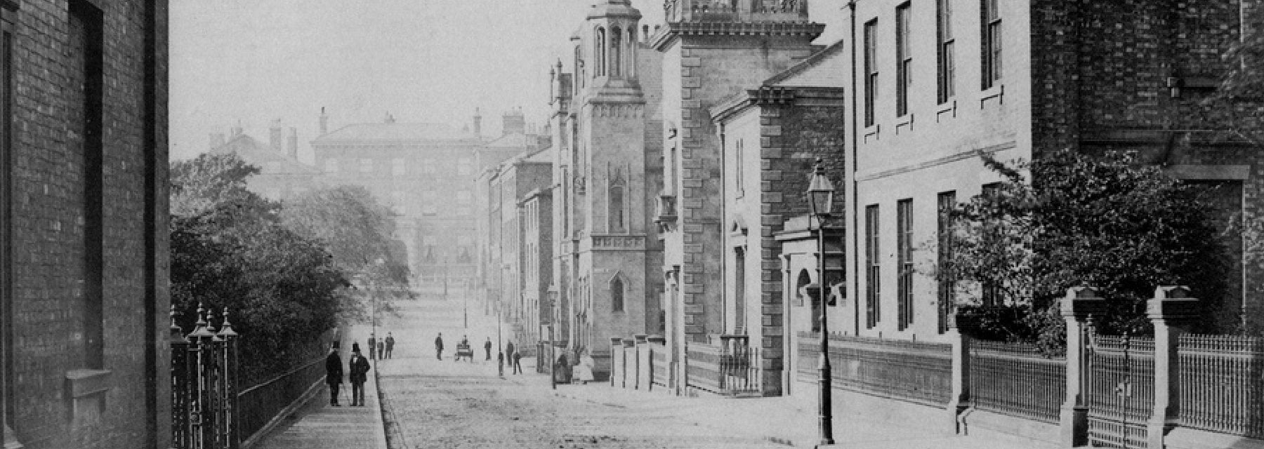 Old fashioned photograph of the buildings of Winckley Square